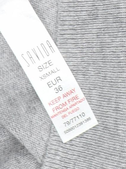 Savida Women's Grey Sequin Star Jumper XS Crew Neck Knit