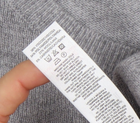 Savida Women's Grey Sequin Star Jumper XS Crew Neck Knit