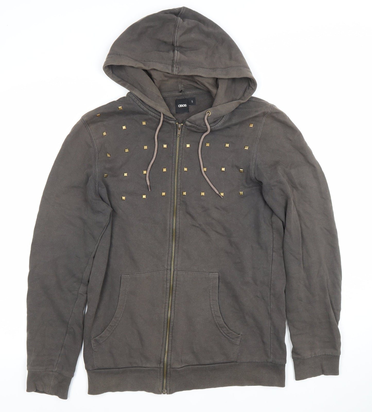 ASOS Women’s Brown Studded Full Zip Hoodie Size S Hooded Sweatshirt