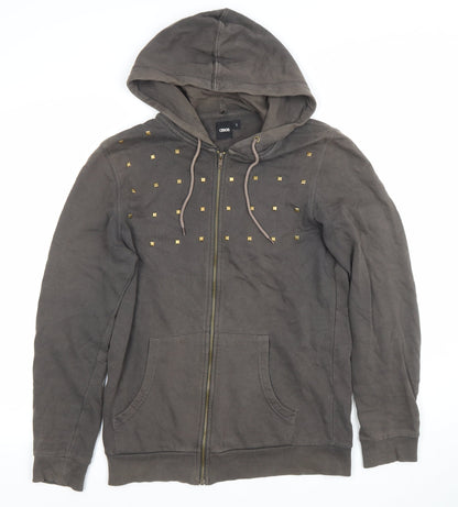 ASOS Women’s Brown Studded Full Zip Hoodie Size S Hooded Sweatshirt