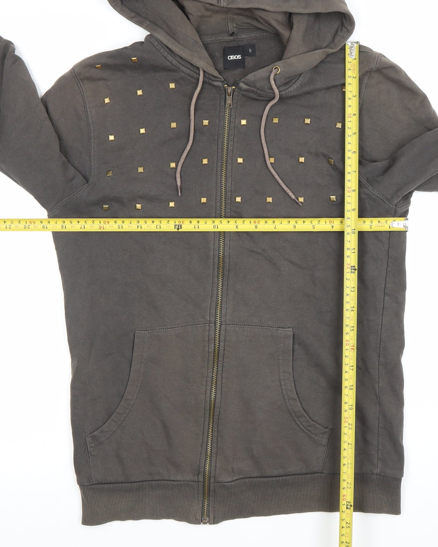 ASOS Women’s Brown Studded Full Zip Hoodie Size S Hooded Sweatshirt