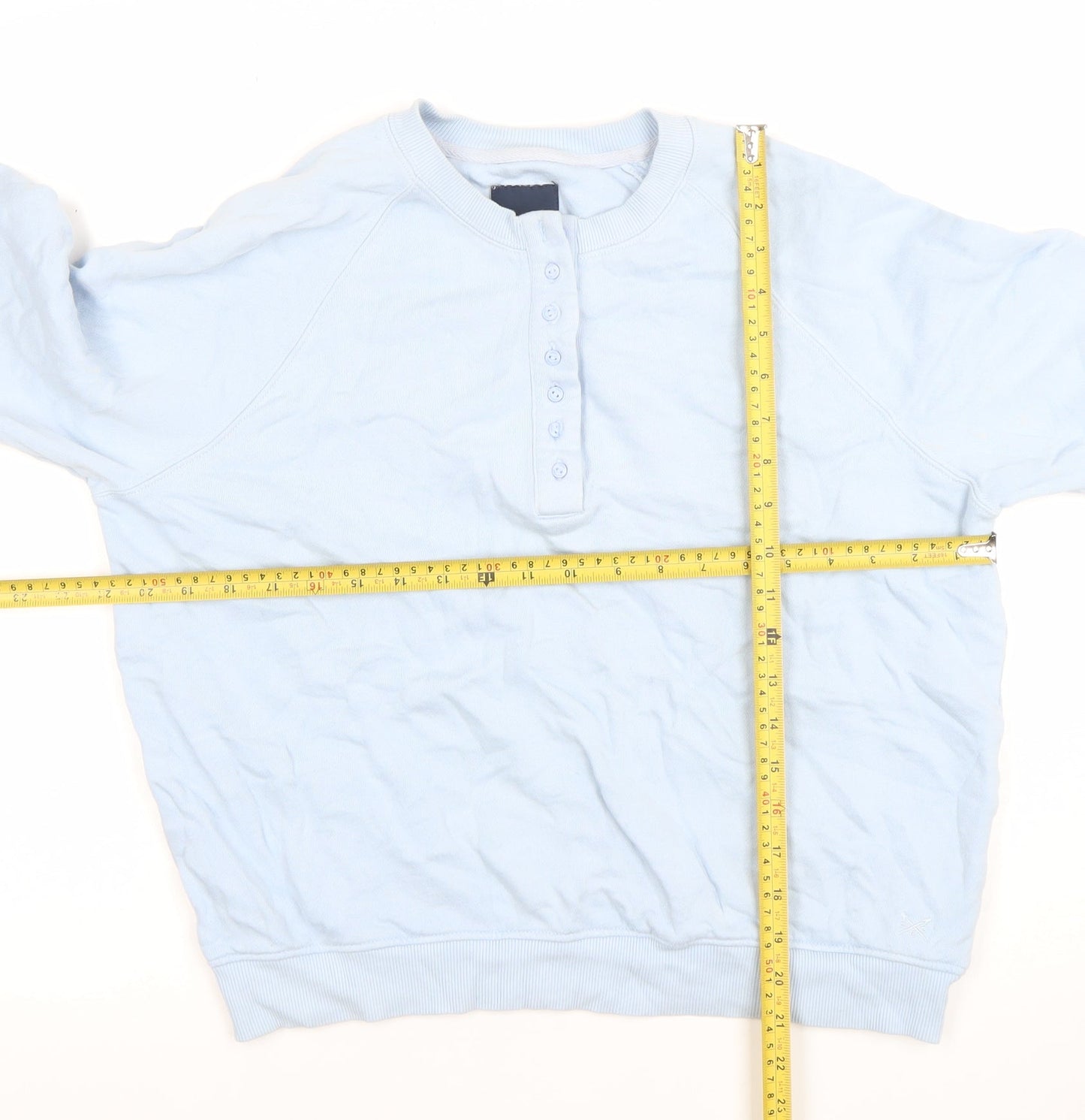 Crew Clothing Company Womens Blue Size 10 Henley Sweatshirt Cotton Blend