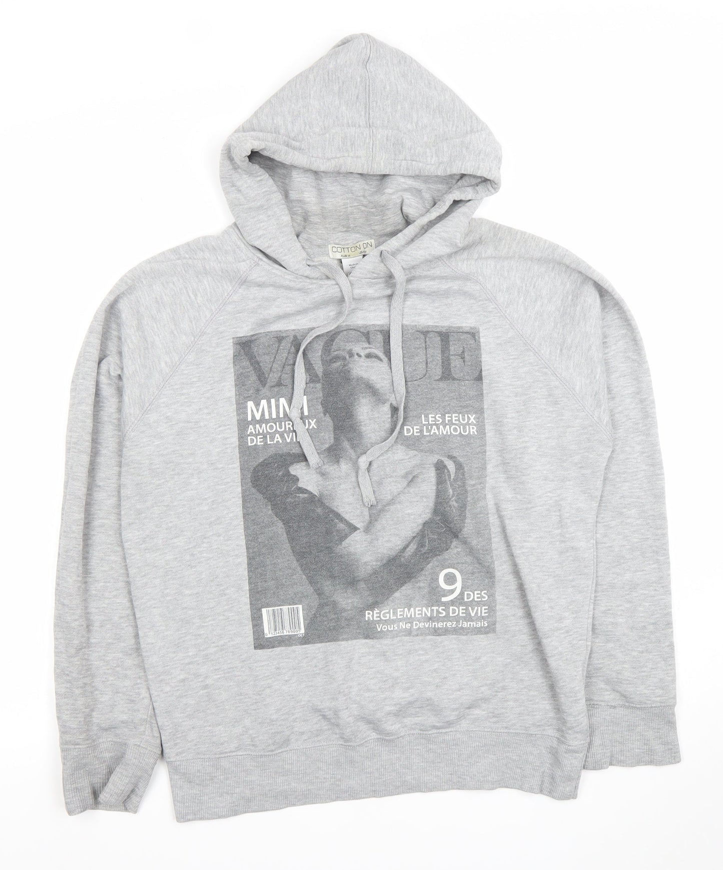 Cotton On Women's Grey Graphic Print Pullover Hoodie Size M