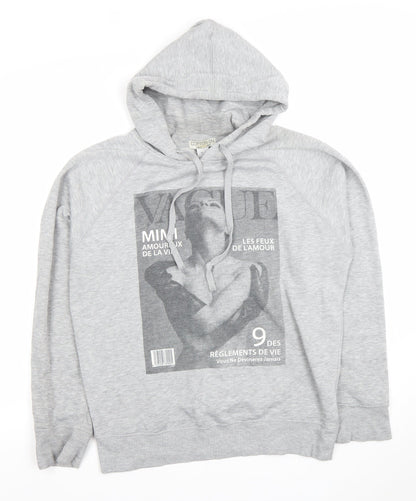 Cotton On Women's Grey Graphic Print Pullover Hoodie Size M