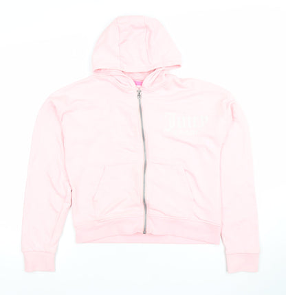 Juicy Couture Girls Pink Full Zip Hoodie 12-13 Years Logo Cotton Blend