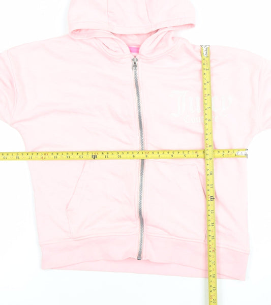 Juicy Couture Girls Pink Full Zip Hoodie 12-13 Years Logo Cotton Blend