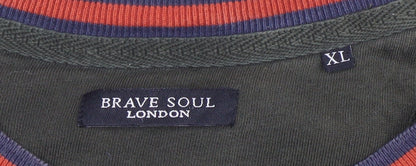 Brave Soul Men’s Green XL Crew Neck Pullover Sweatshirt
