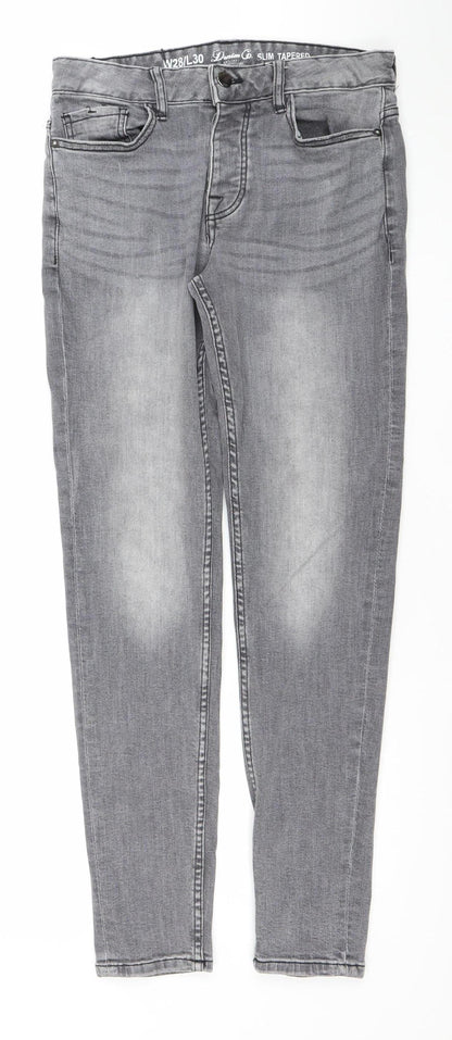 Denim Co. Men's Grey Slim Tapered Jeans 28W 30L Cotton Blend