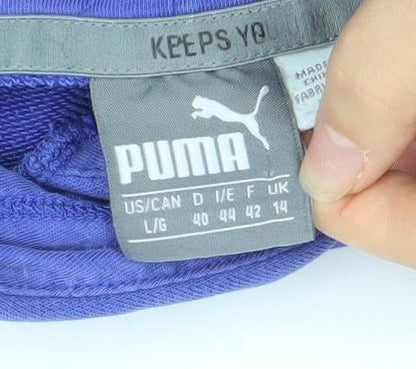 Puma Women's Blue Pullover Hoodie Size 14 Embroidered Logo Cotton
