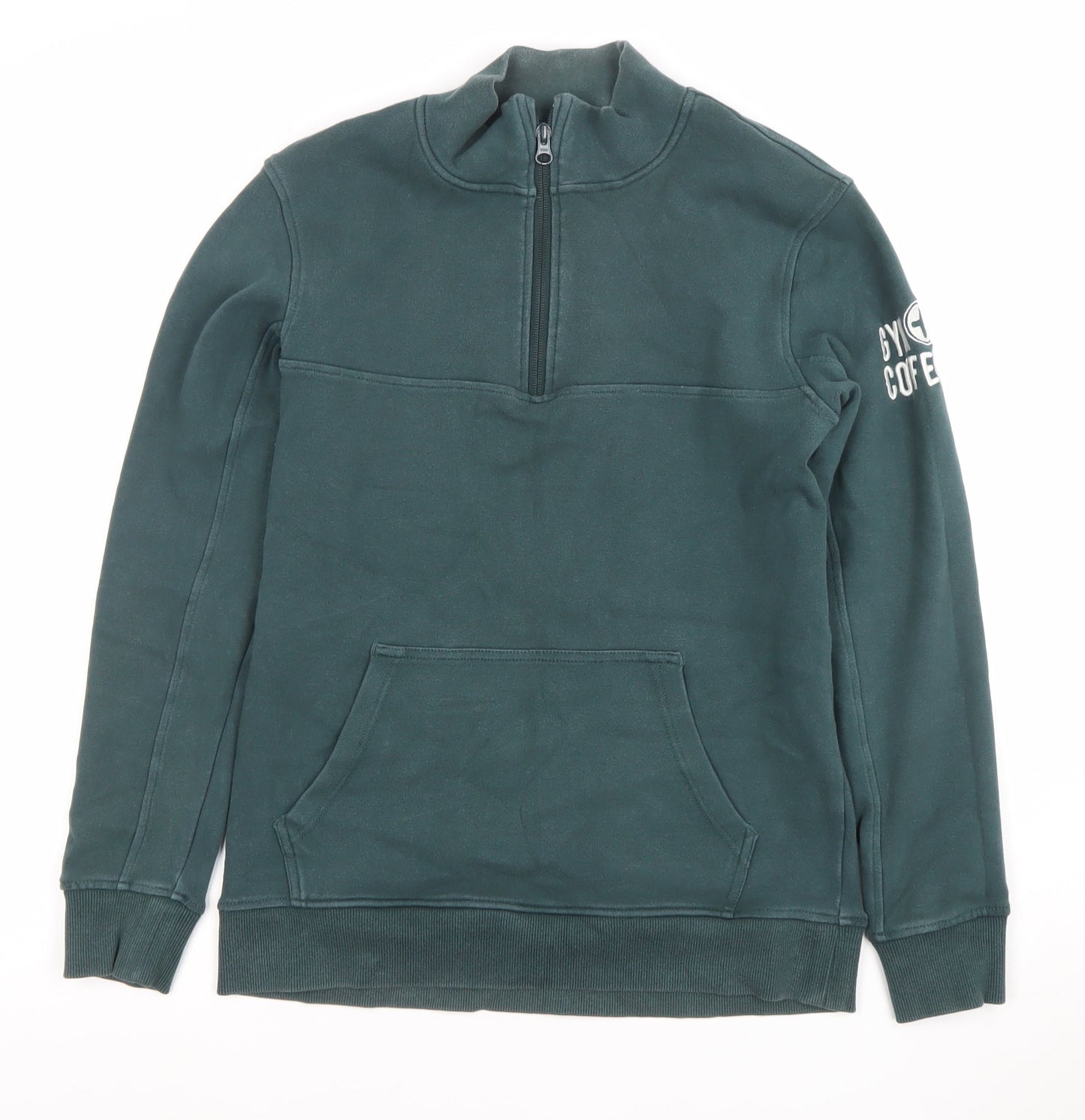 Gym+Coffee Men's Green 1/2 Zip Fleece Sweatshirt Size S Regular Fit