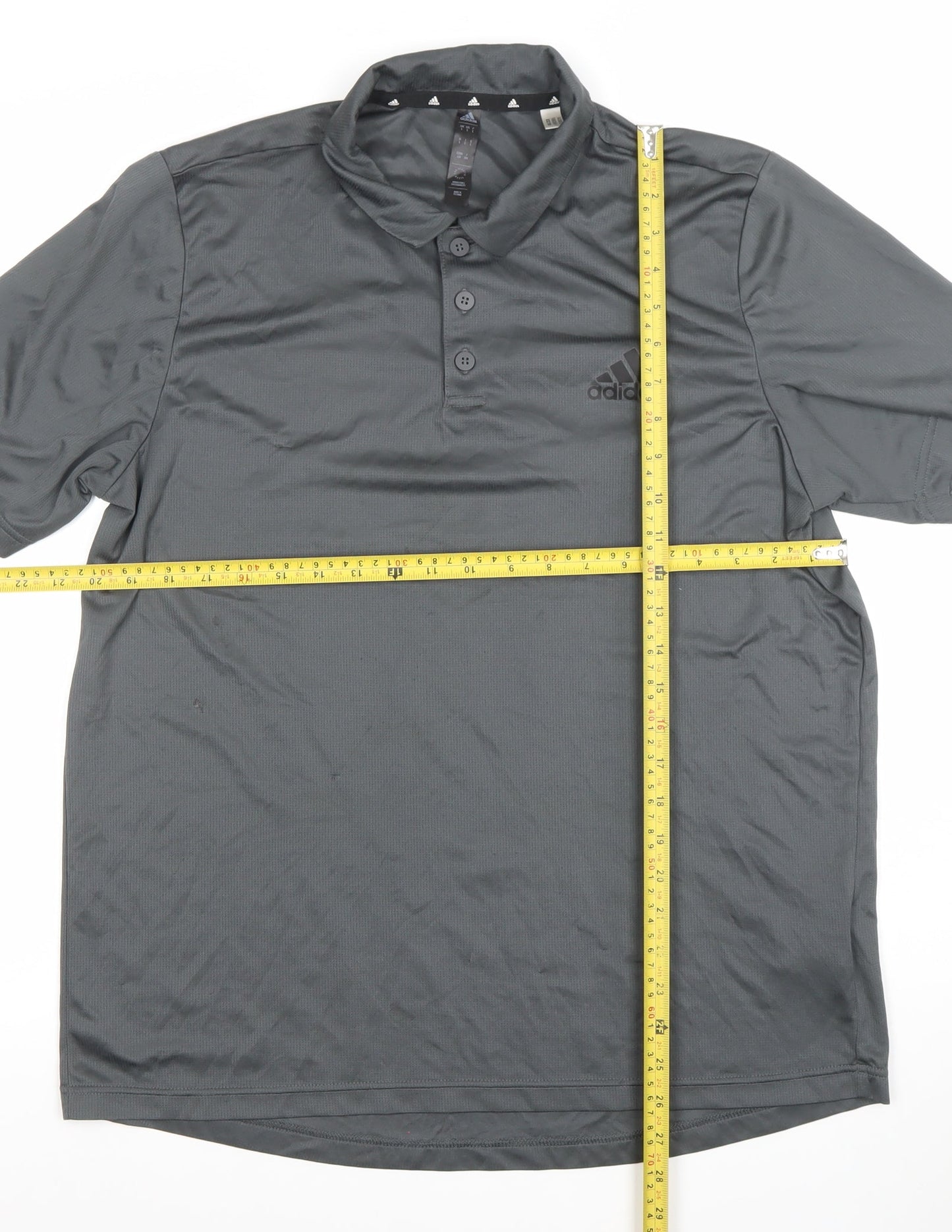 Adidas Men Grey Polo Shirt L Moisture Wicking Golf Activewear Top