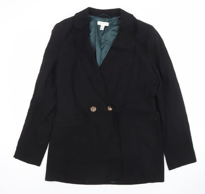 Topshop Womens Black Double-Breasted Blazer Jacket UK 10