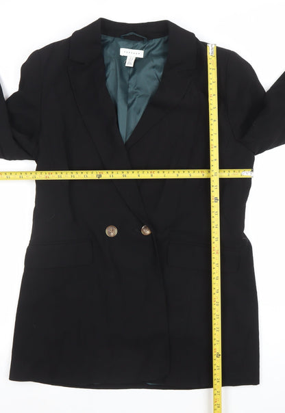 Topshop Womens Black Double-Breasted Blazer Jacket UK 10