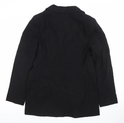 Topshop Womens Black Double-Breasted Blazer Jacket UK 10