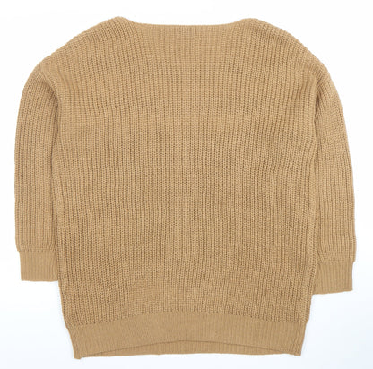 JD Williams Women’s Beige Striped Chunky Knit Scoop Neck Pullover Jumper Size S