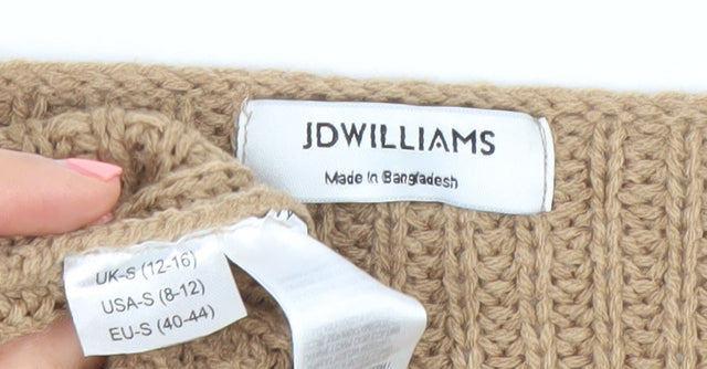 JD Williams Women’s Beige Striped Chunky Knit Scoop Neck Pullover Jumper Size S