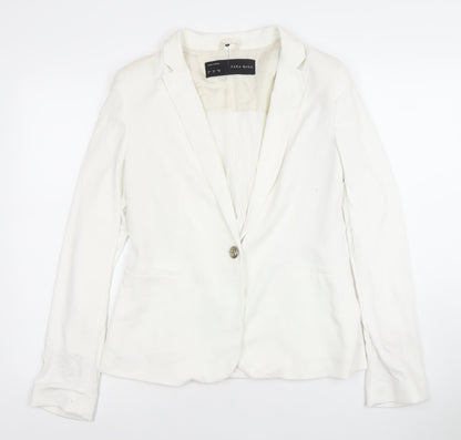 Zara Basic Women Ivory Regular Fit One-Button Blazer Size 10
