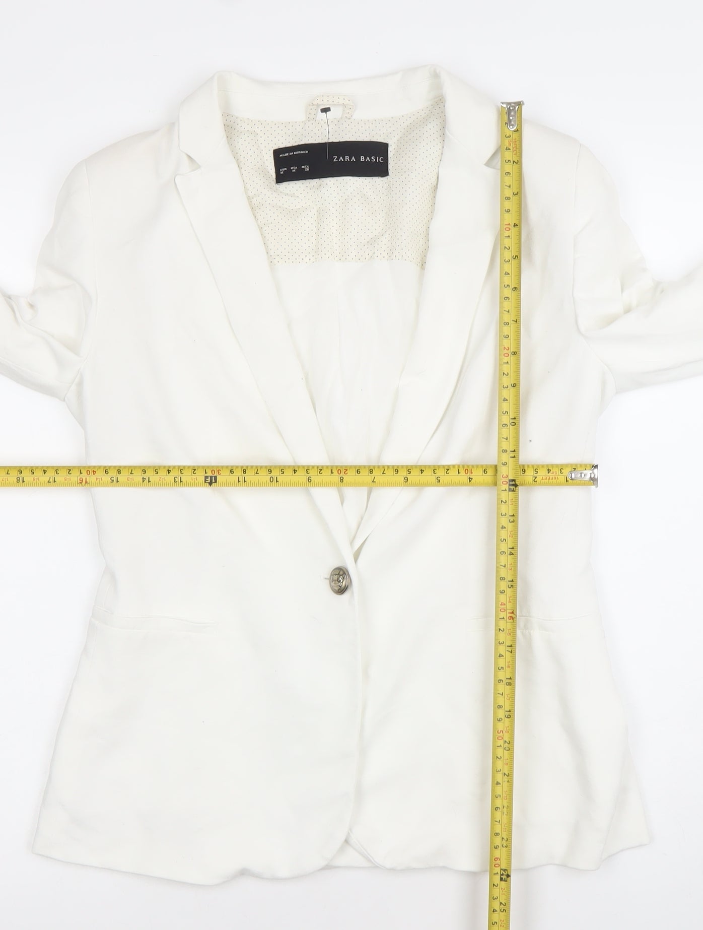 Zara Basic Women Ivory Regular Fit One-Button Blazer Size 10