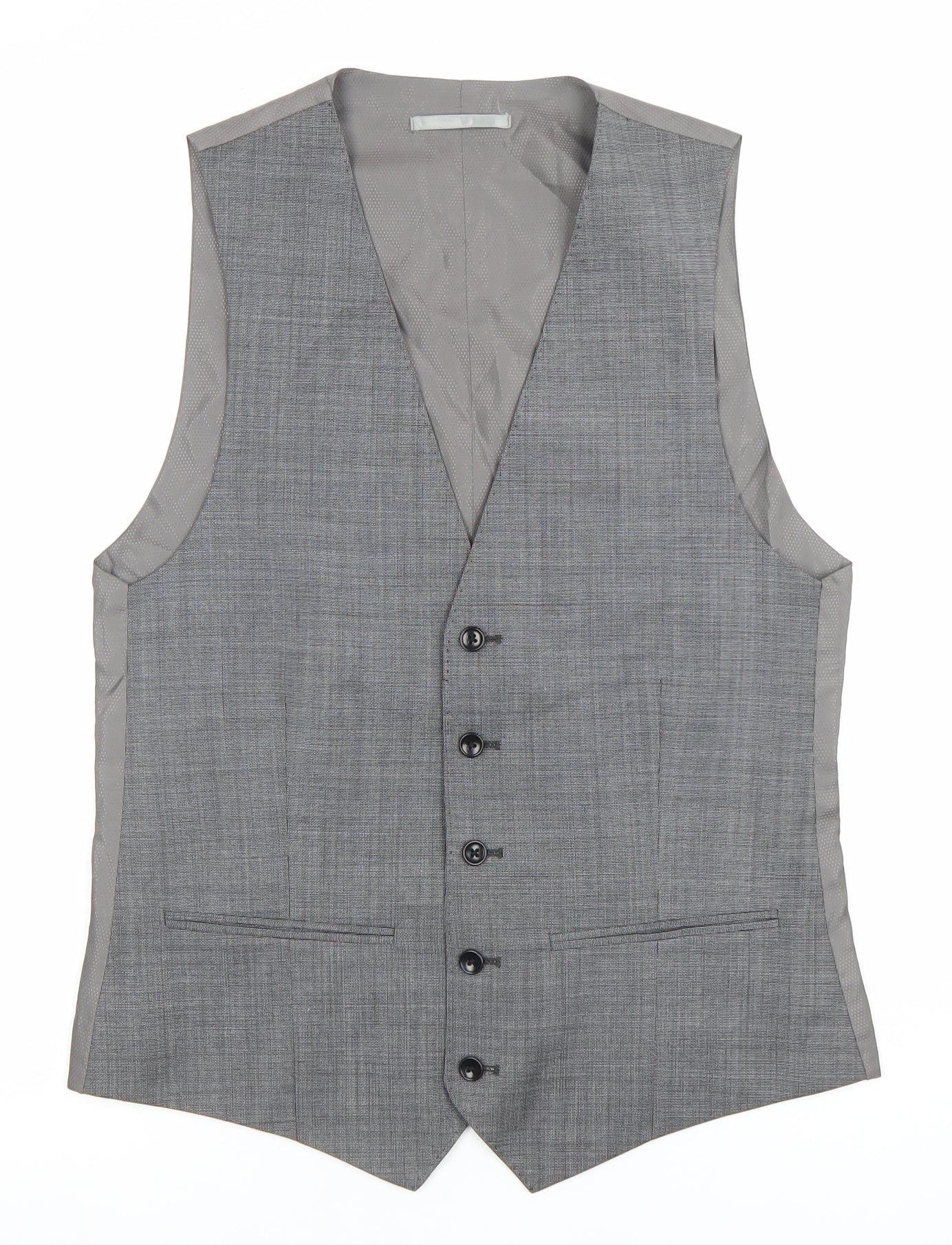 Corsivo Men's Grey 38R Wool Waistcoat Classic Formal