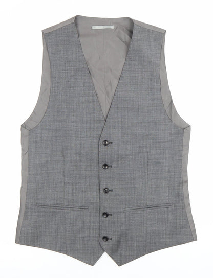 Corsivo Men's Grey 38R Wool Waistcoat Classic Formal