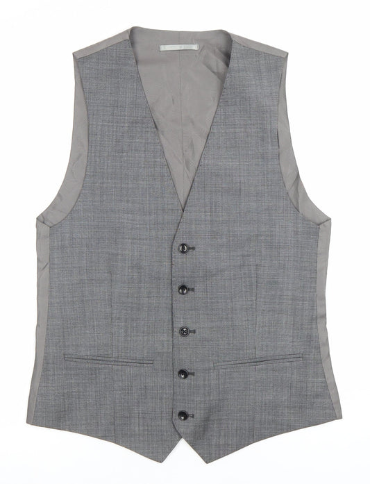 Corsivo Men's Grey 38R Wool Waistcoat Classic Formal