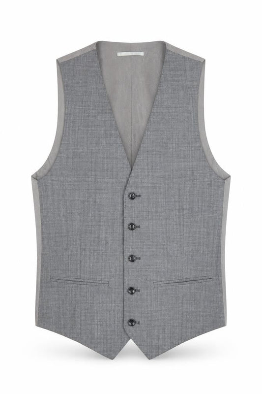Corsivo Men's Grey 38R Wool Waistcoat Classic Formal
