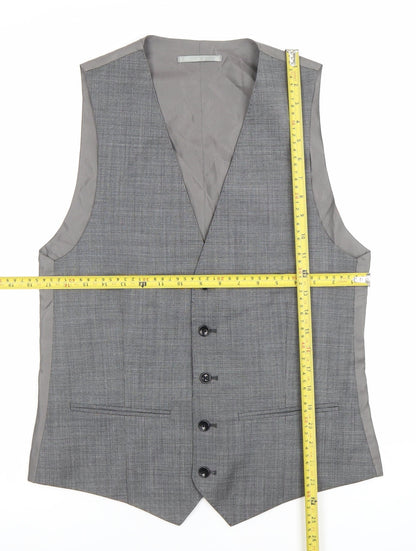 Corsivo Men's Grey 38R Wool Waistcoat Classic Formal