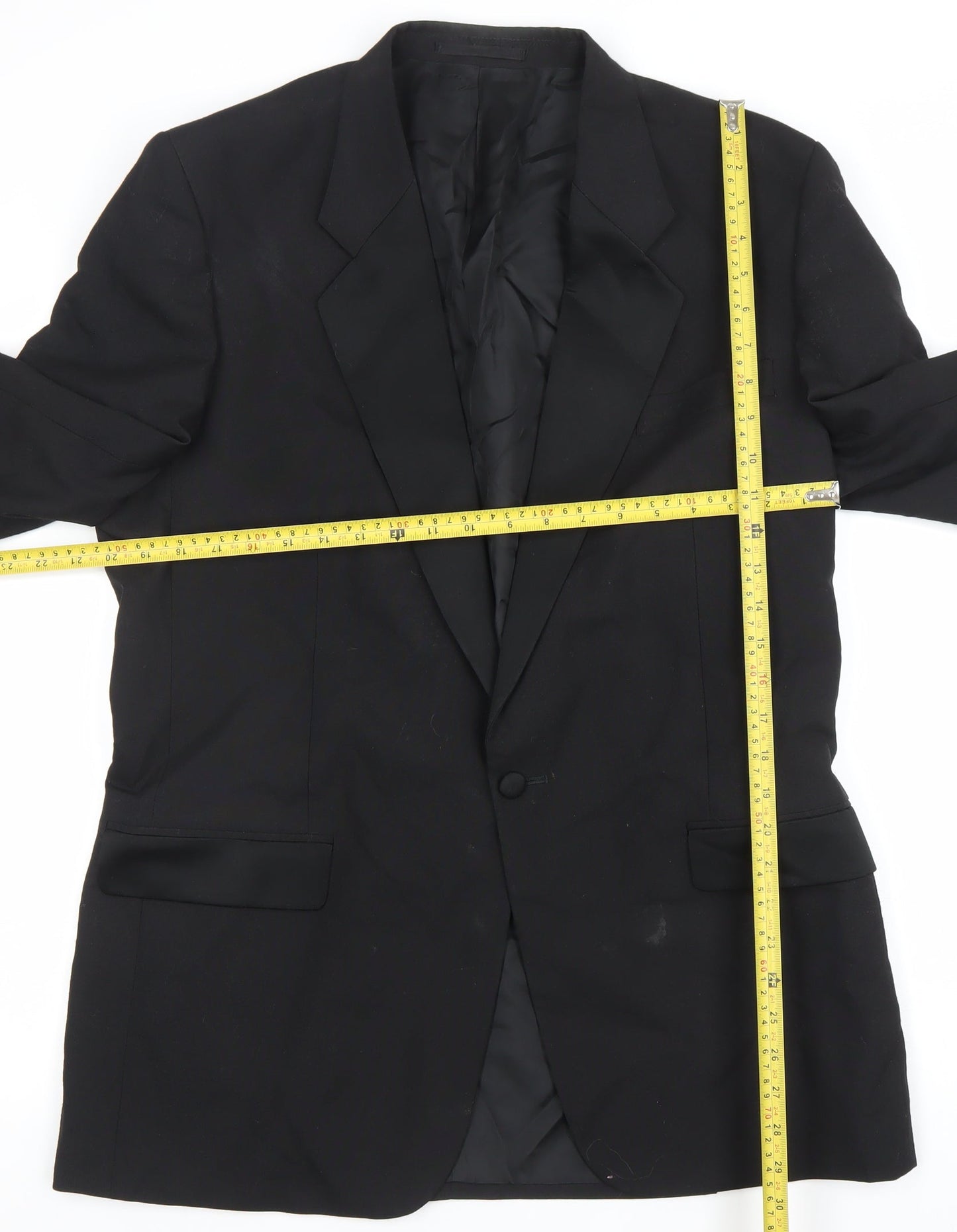 Moss Bros Men's Black 42L Classic Single-Breasted Blazer Jacket