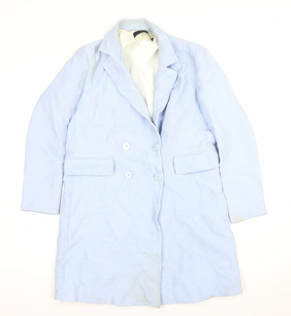Zara Basic Women’s Blue Double-Breasted Long Blazer Coat Size 8
