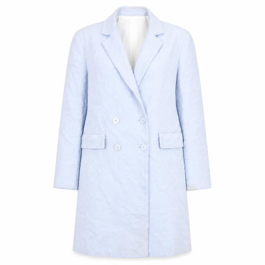 Zara Basic Women’s Blue Double-Breasted Long Blazer Coat Size 8