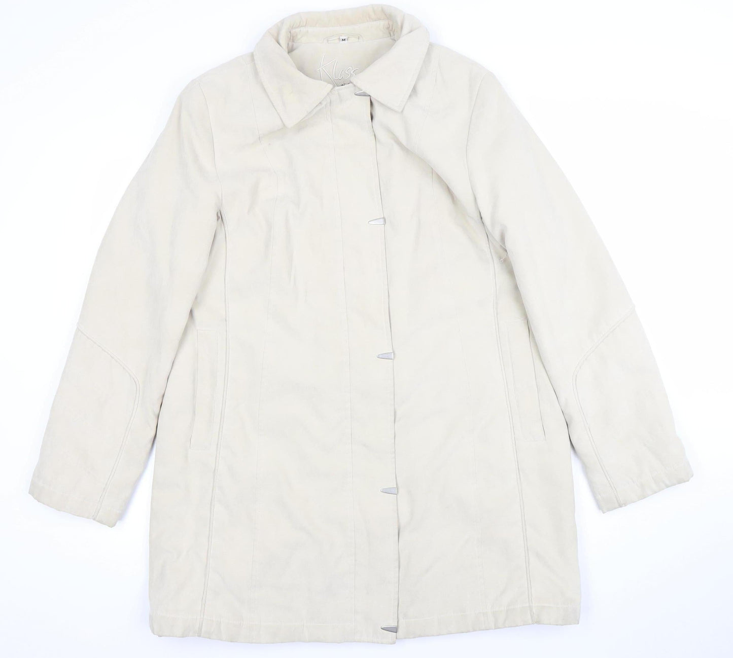 Klass Collection Women's Beige Mid-Length Lined Polyester Overcoat M