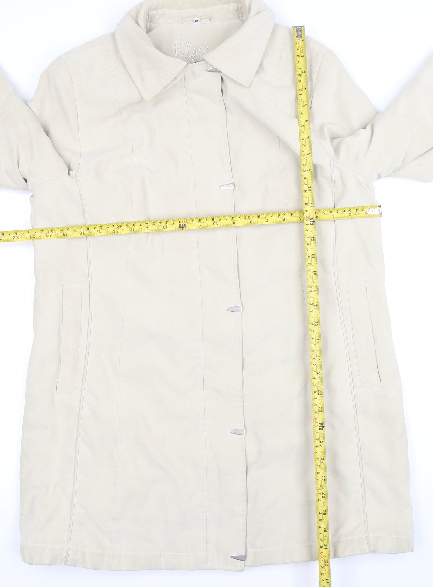 Klass Collection Women's Beige Mid-Length Lined Polyester Overcoat M