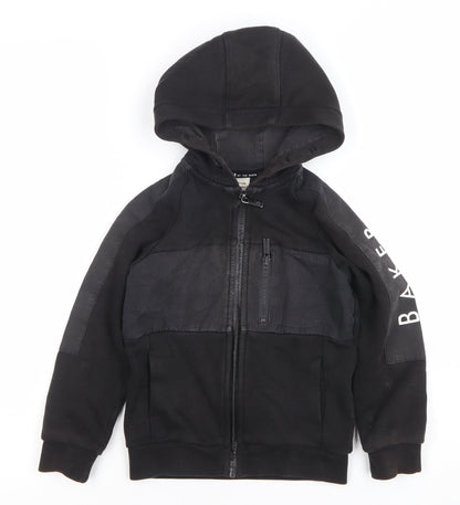 Ted Baker Boys Black Full Zip Hoodie 5 Years Cotton Blend Logo Detail