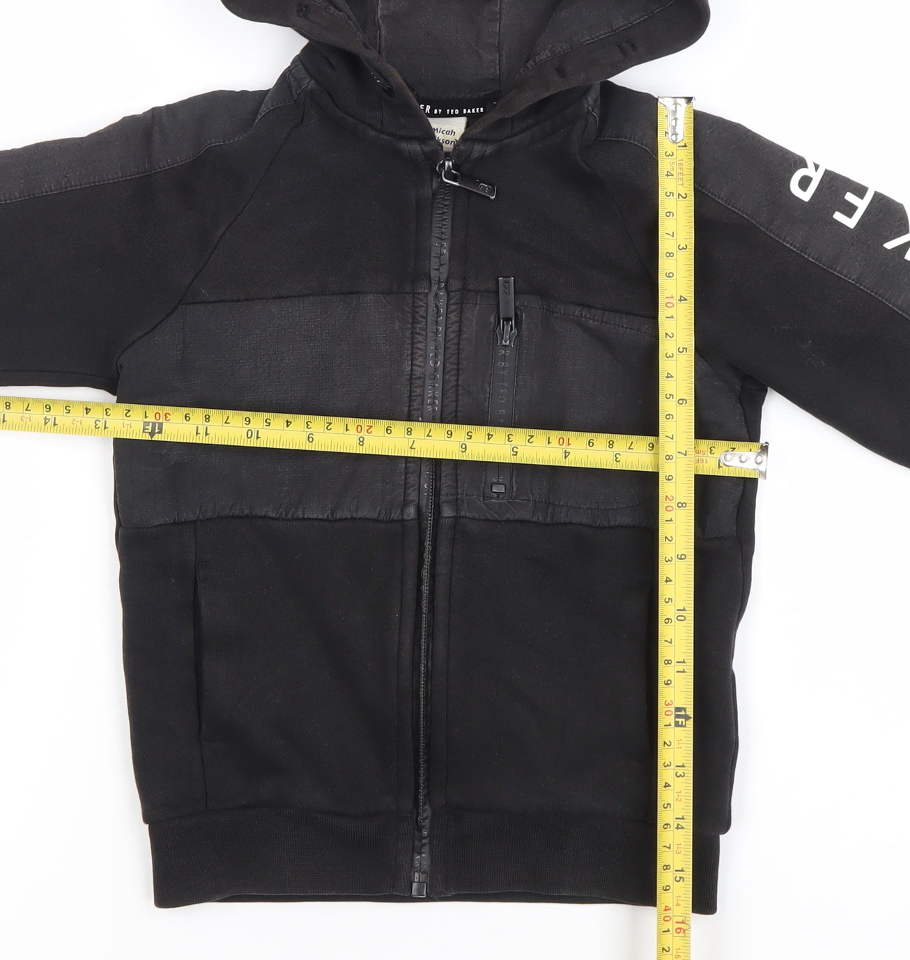 Ted Baker Boys Black Full Zip Hoodie 5 Years Cotton Blend Logo Detail