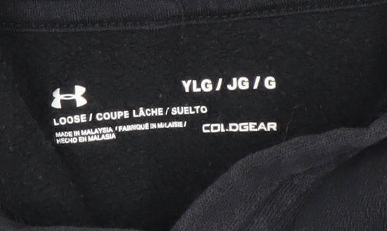 Under Armour Boys Black Pullover Hoodie 13-14 Years ColdGear Fleece