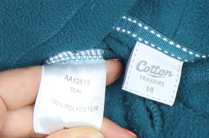 Cotton Traders Women Teal Size 14 Polyester Fleece Pullover Sweatshirt