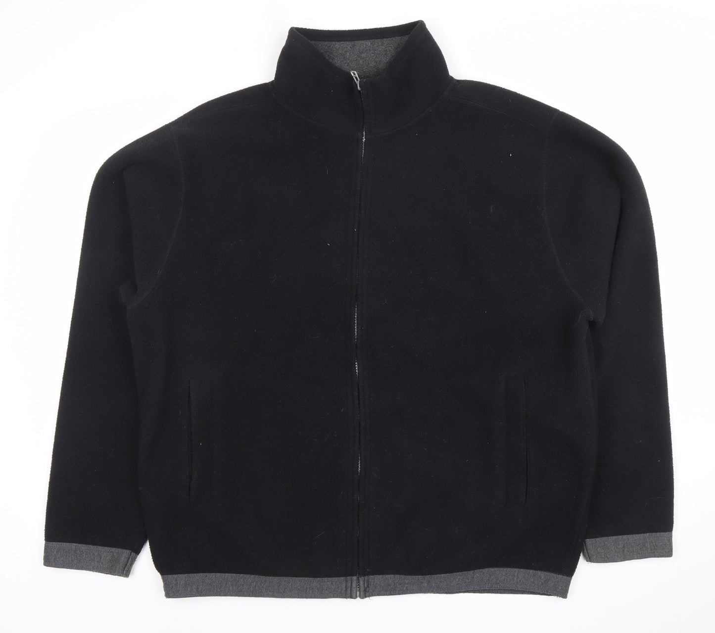DX Active Men's Black Fleece Full Zip Jacket Size L Regular Fit