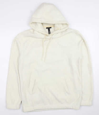 H&M Men’s Ivory Fleece Pullover Hoodie XS Relaxed Fit