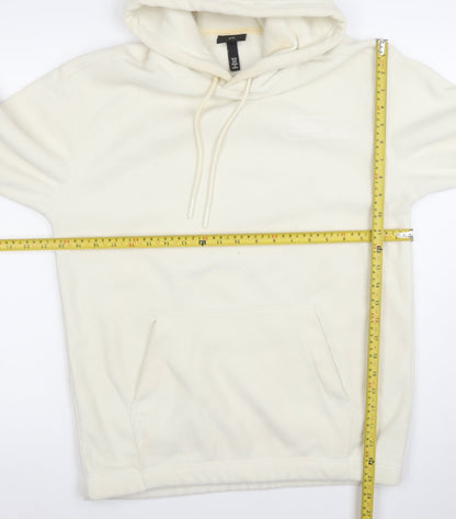 H&M Men’s Ivory Fleece Pullover Hoodie XS Relaxed Fit