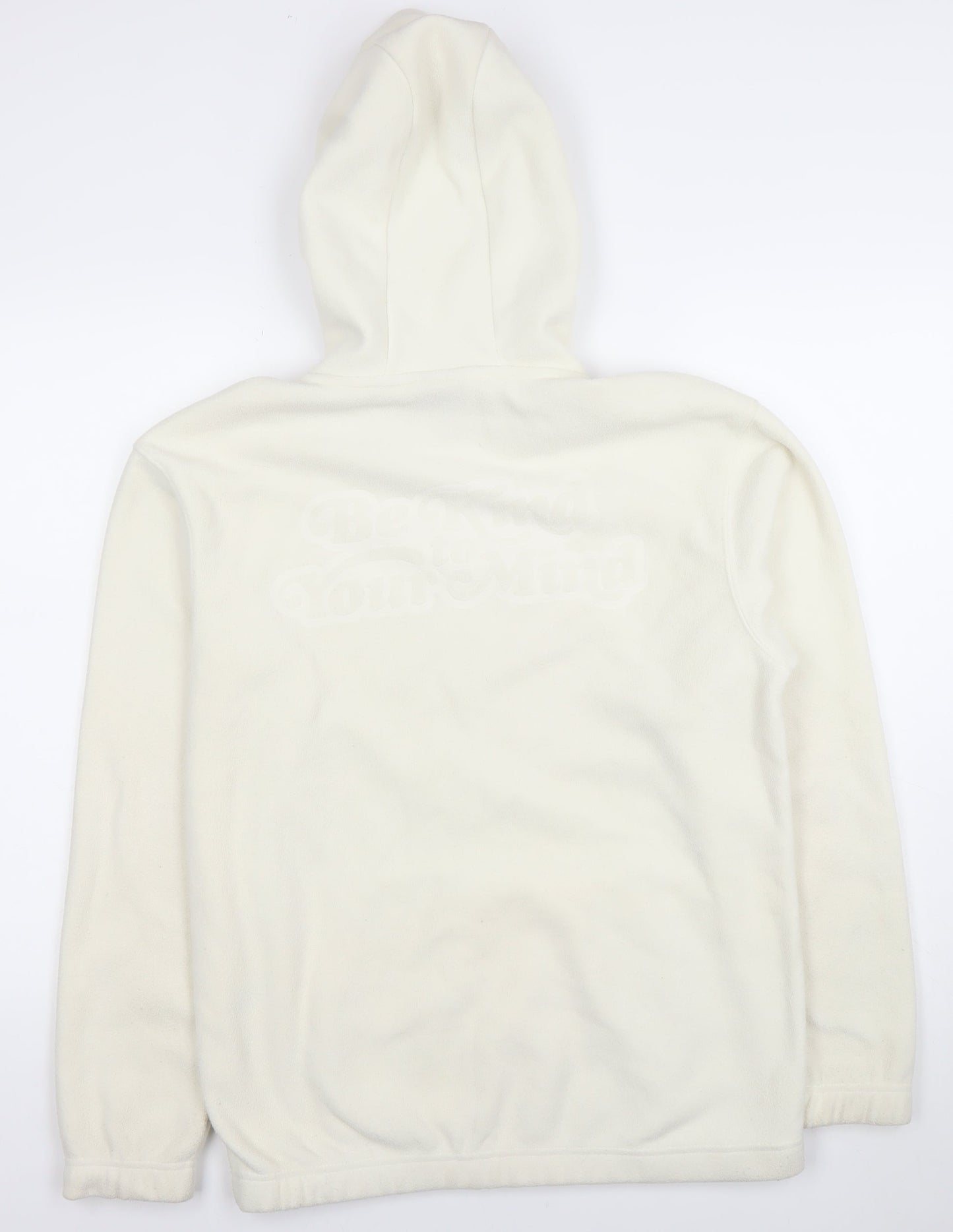 H&M Men’s Ivory Fleece Pullover Hoodie XS Relaxed Fit