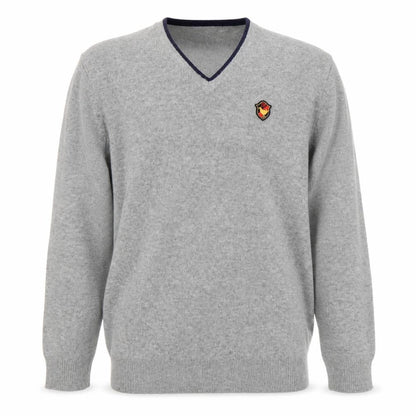 John Partidge Men’s Grey V-Neck Lambswool Jumper XL