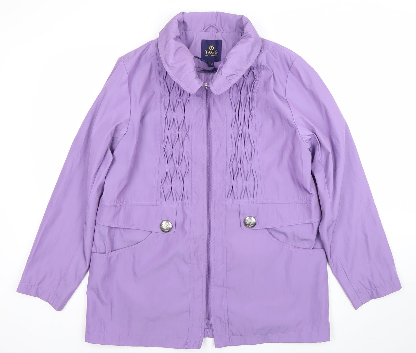 TAGG Womens Purple Mid-Length Rain Jacket Size 16