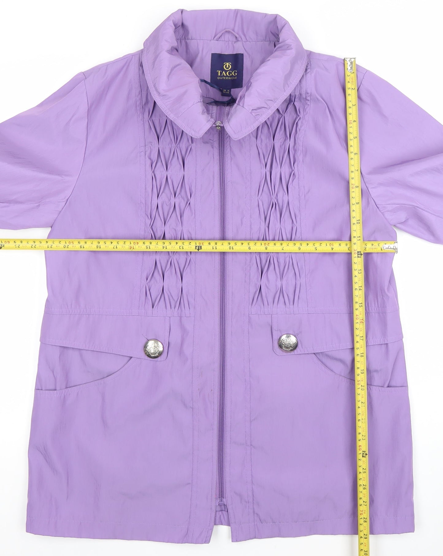 TAGG Womens Purple Mid-Length Rain Jacket Size 16
