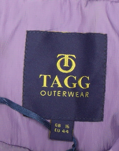 TAGG Womens Purple Mid-Length Rain Jacket Size 16