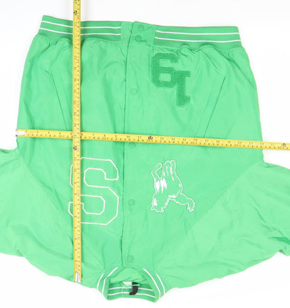 H&M Divided Women Green Varsity Bomber Jacket Size M Sunset Valley