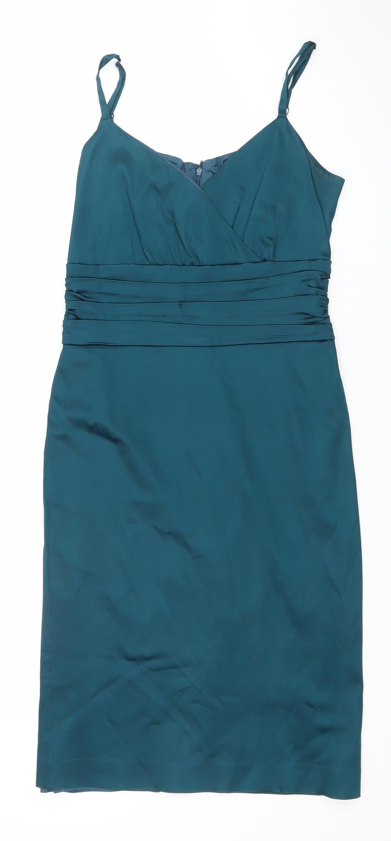 Ivywear Women Blue Satin Bodycon Knee Length Dress Size 12