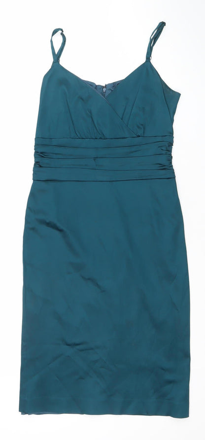 Ivywear Women Blue Satin Bodycon Knee Length Dress Size 12