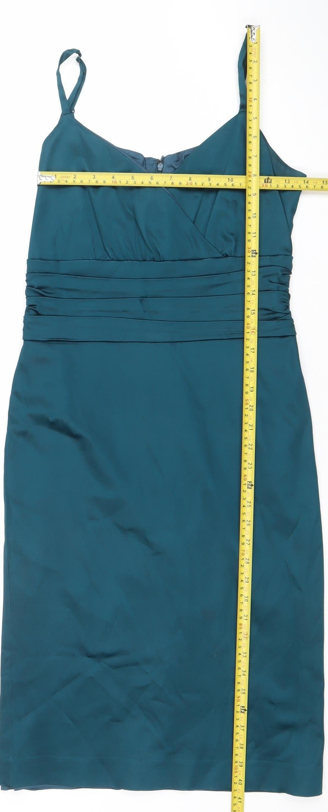 Ivywear Women Blue Satin Bodycon Knee Length Dress Size 12