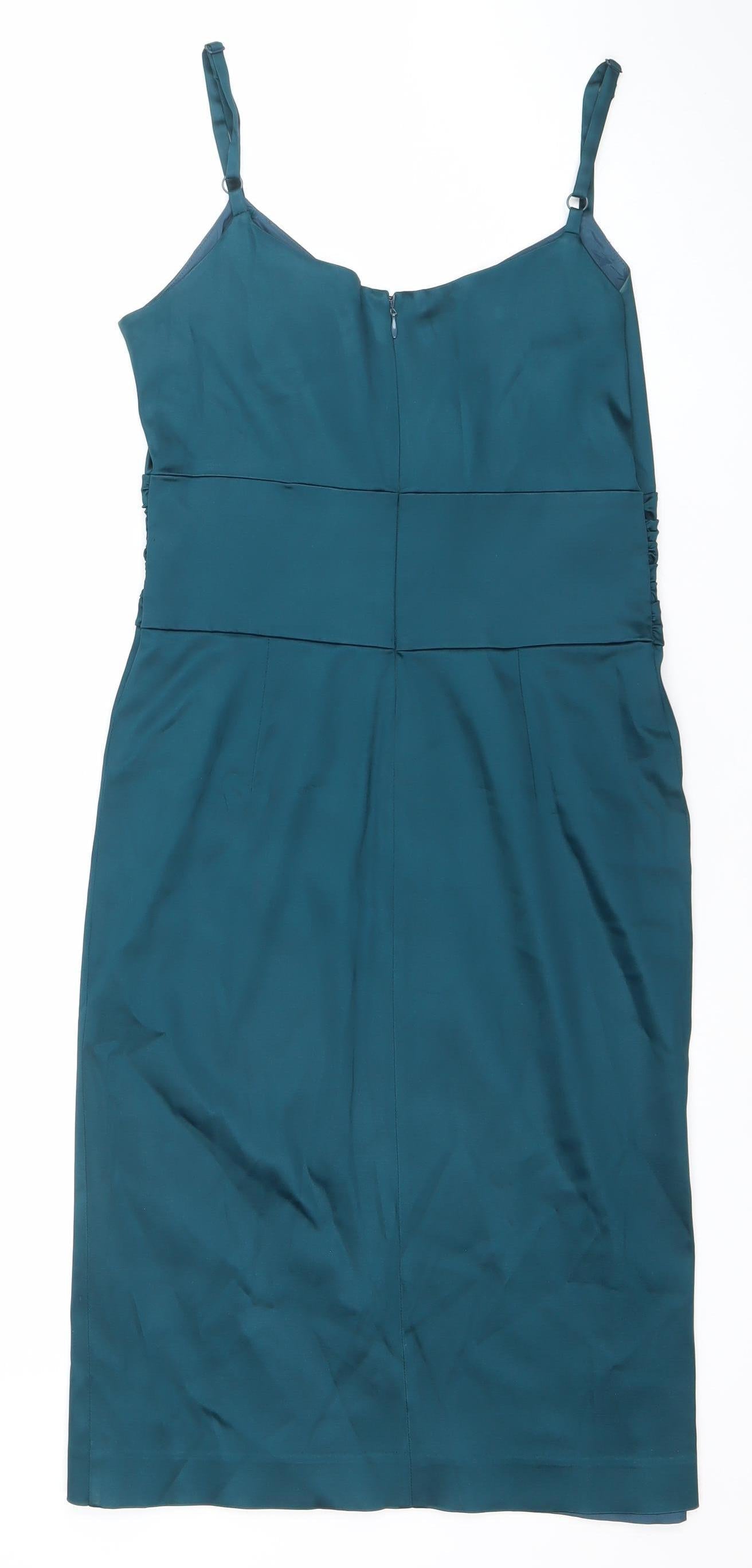 Ivywear Women Blue Satin Bodycon Knee Length Dress Size 12