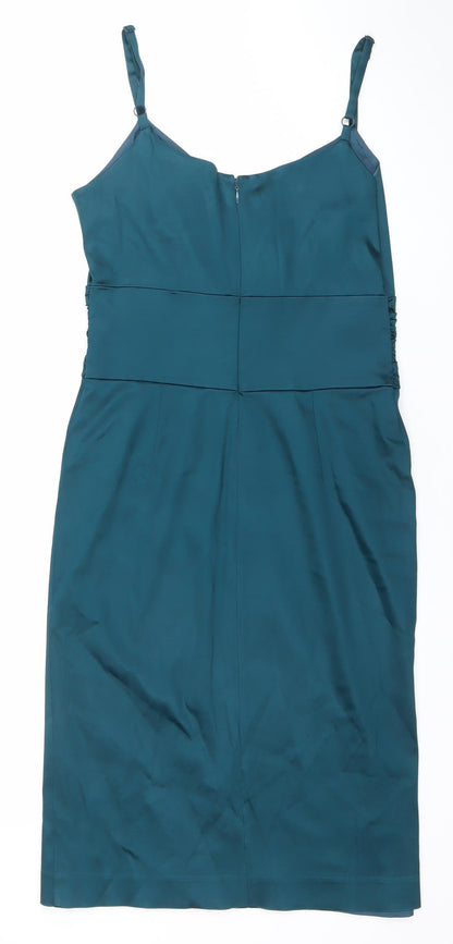 Ivywear Women Blue Satin Bodycon Knee Length Dress Size 12